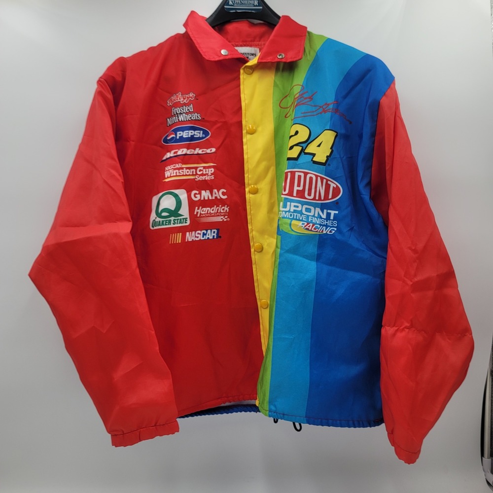 Vintage NASCAR Jeff Gordon 24 DuPont Rainbow Warrior Jacket Windbreaker Large
